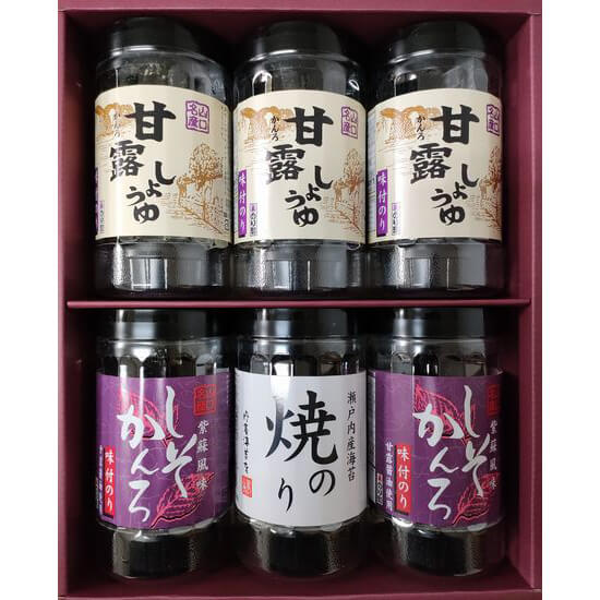 甘露しょうゆ海苔詰め合わせ 6本 A≪送料込≫