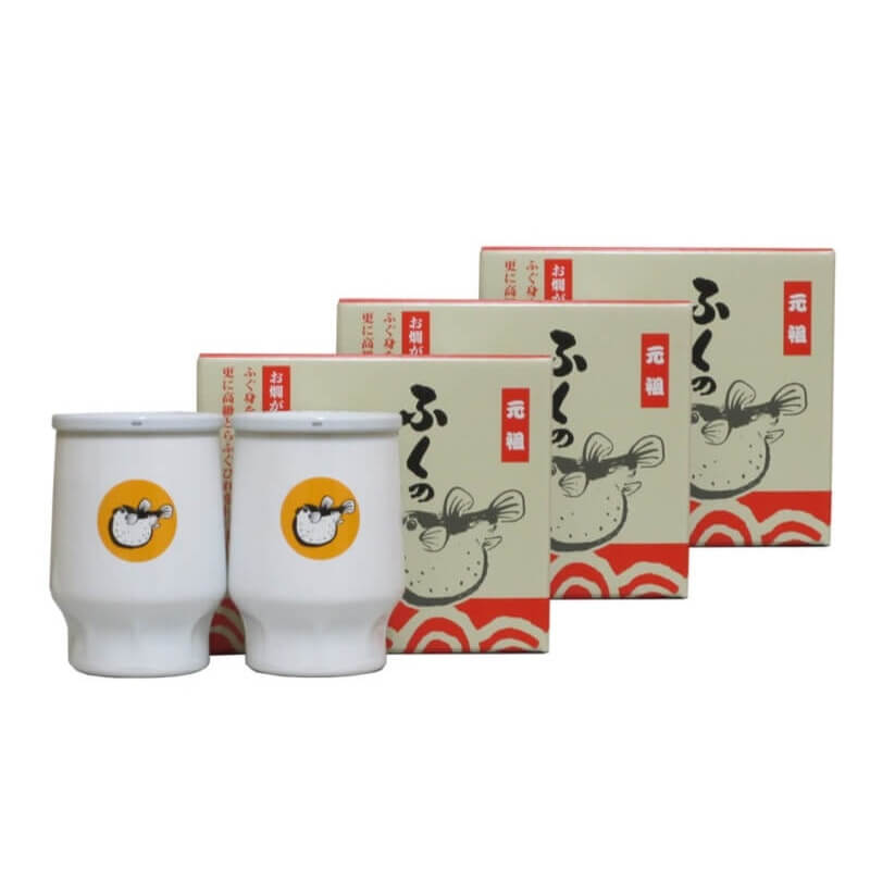 酒）ふくのひれ酒 白カップ2本入トラフグ焼きひれ付き 3セット≪送料込